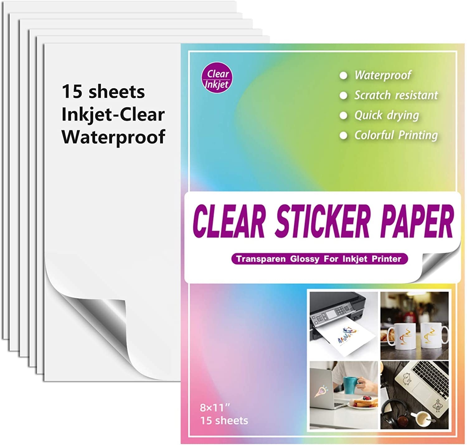 Sticker Paper For Printing For Inkjet Printers A4 Semi Transparent 15 Sheets SKYIOL Vinyl Sticker Paper For Inkjet Printers Semi Transparent Waterproof Labels Paper Blue Glossy Amazon de Stationery Office Supplies