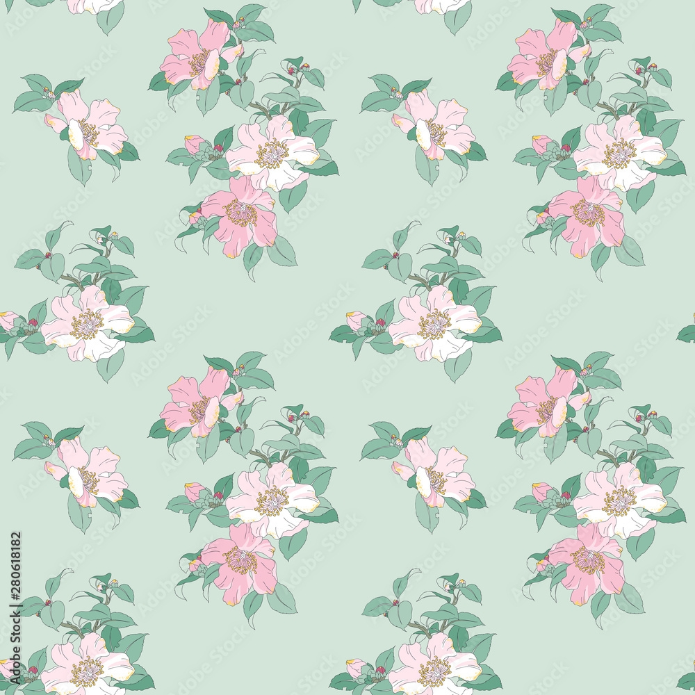 Stock Vektorgrafik Modern Floral Seamless Pattern For Your Design Print On Paper Or Textile Desktop Wallpaper Vector Illustration Background Adobe Stock