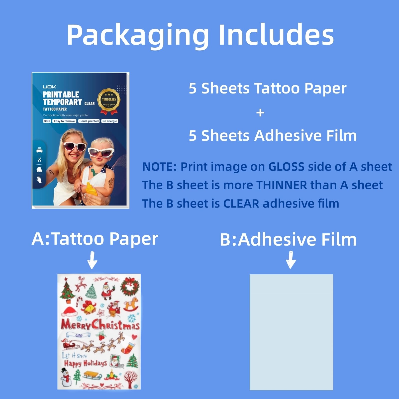Tattoo Film For Printing Temporary Tattoo Paper A4 X 5 Sheets Transparent Tattoo Transfer Film Children s Tattoo Transfer Paper DIY Temporary Tattoo Film For Laser Printer Inkjet Amazon de Home Kitchen