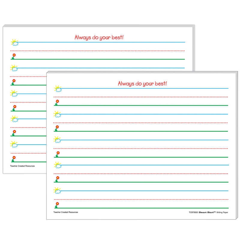 TeachersParadise Teacher Created Resources Smart Start K 1 Writing Paper 100 Sheets Per Pack 2 Packs TCR76501 2