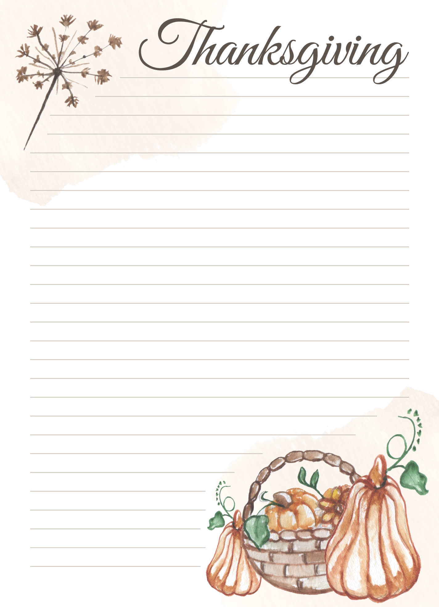 Thanksgiving Lined Paper Free Google Docs Template Gdoc io