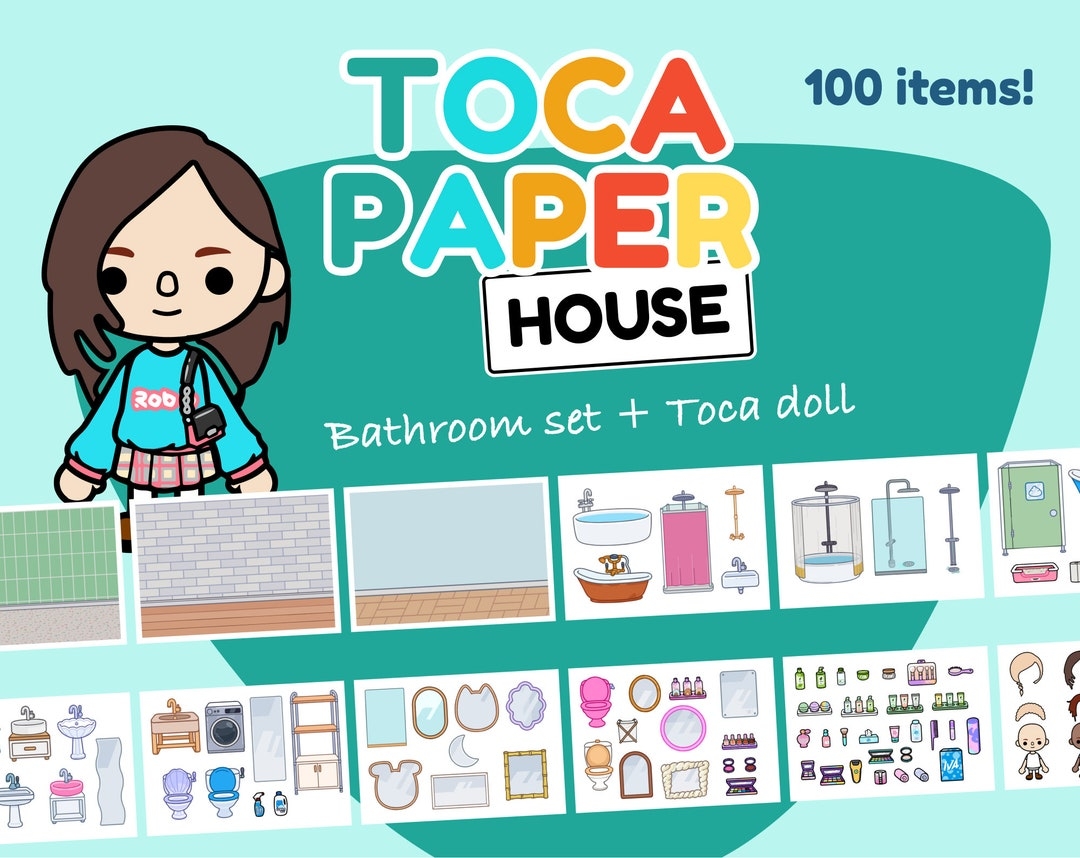 Toca Boca Paper House Bathroom Set Paperdoll 100 Items For Print Printable Girls Activity Etsy UK