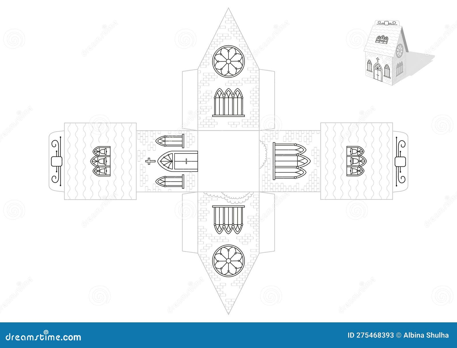 Toy Catholic Church House Print Die Cut Black White Template Simple Style Fast And Easy To Fold Vector Eps10 Stock Vector Illustration Of Vector Candy 275468393