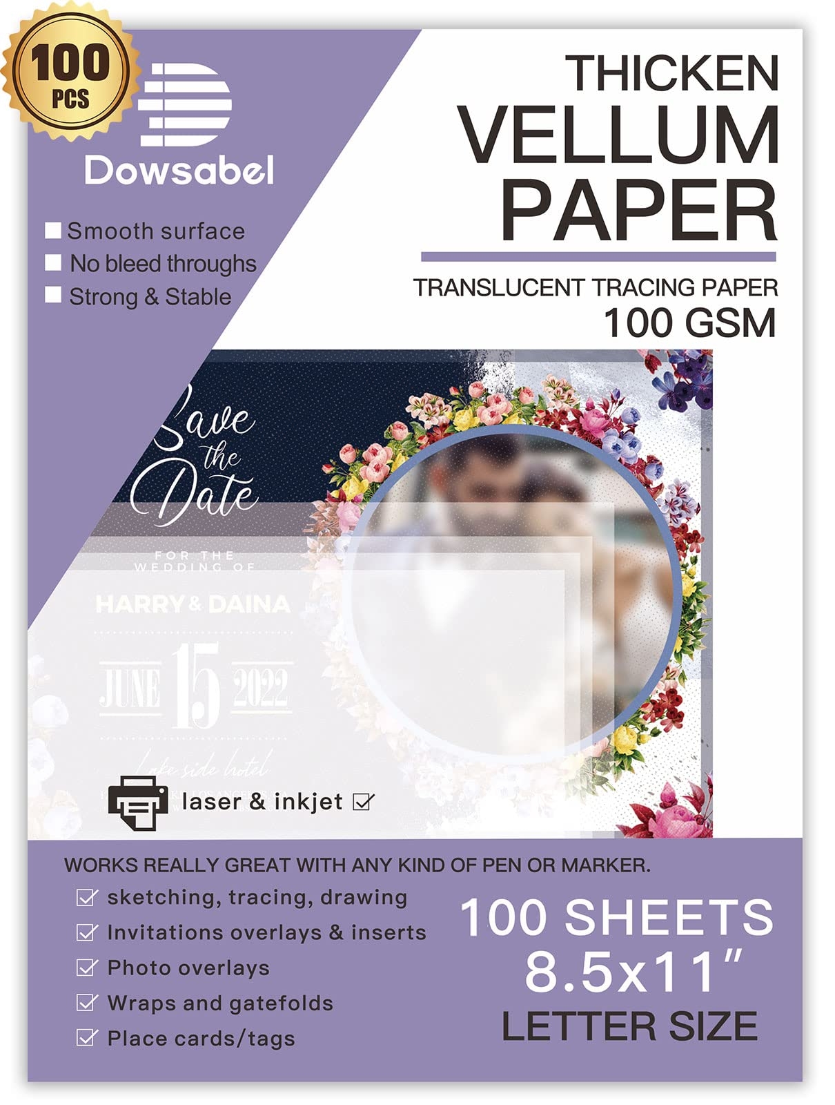 Translucent Vellum Paper Dowsabel 70lb 8 5 X 11 Printable Parchment Paper For Card Overlays Invitations Belly Bands Envelope Lantern 50 Sheets Amazon de Home Kitchen