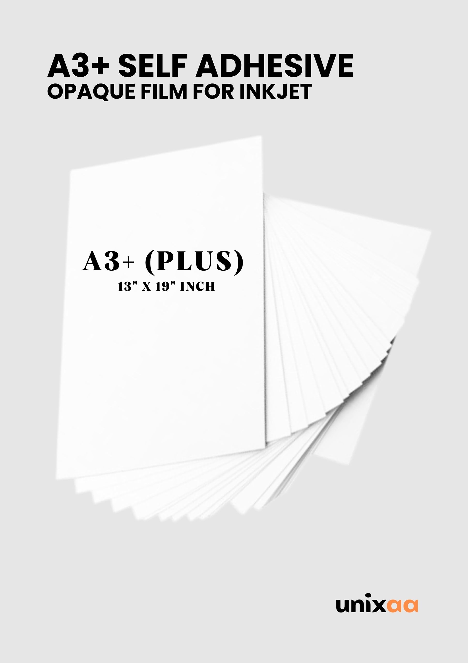 Unixaa Vinyl Self Adhesive Sticker Paper For Inkjet Printer 140 GSM 50 Micron Glossy Waterproof Cricut Dries Quickly Tear Resistant DIY Sticker Art Printable Paper A3 PLUS 13X19 INCH 50 Amazon in Office Products