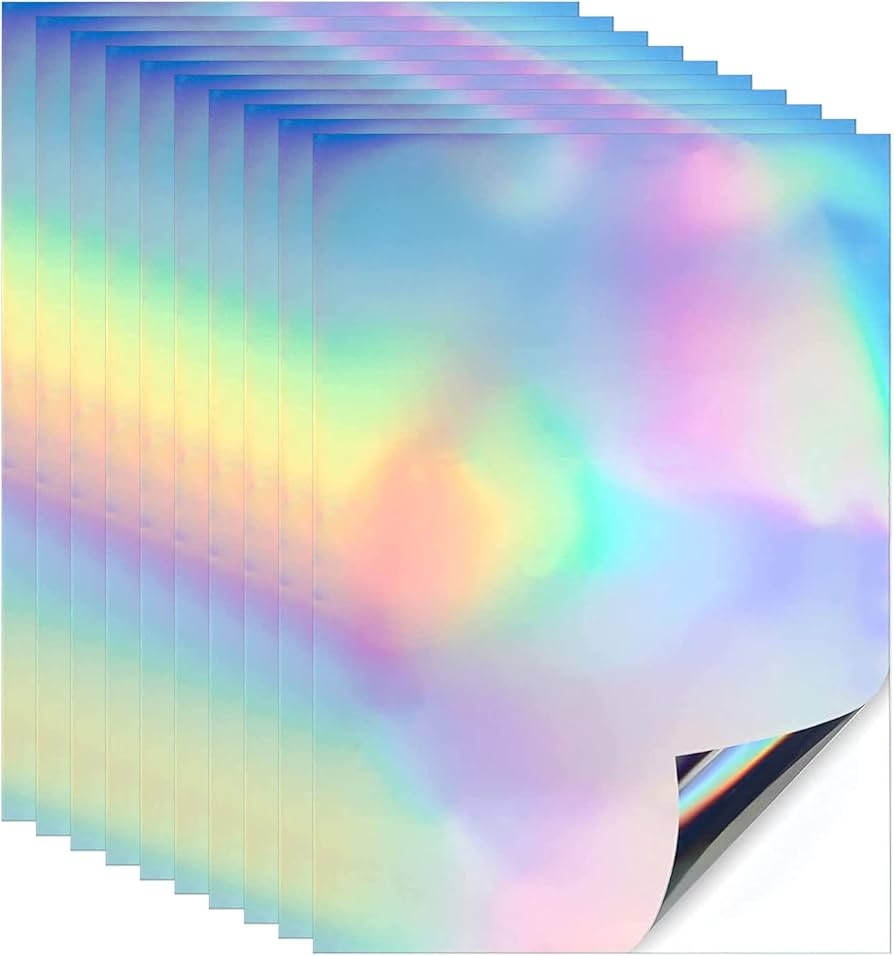 UTMACH 10 Sheets Holographic Sticker Paper A4 Vinyl Sticker Film Holographic Self Adhesive Printable Sticker Paper Laser Holographic For DIY Craft Decoration Amazon de Stationery Office Supplies