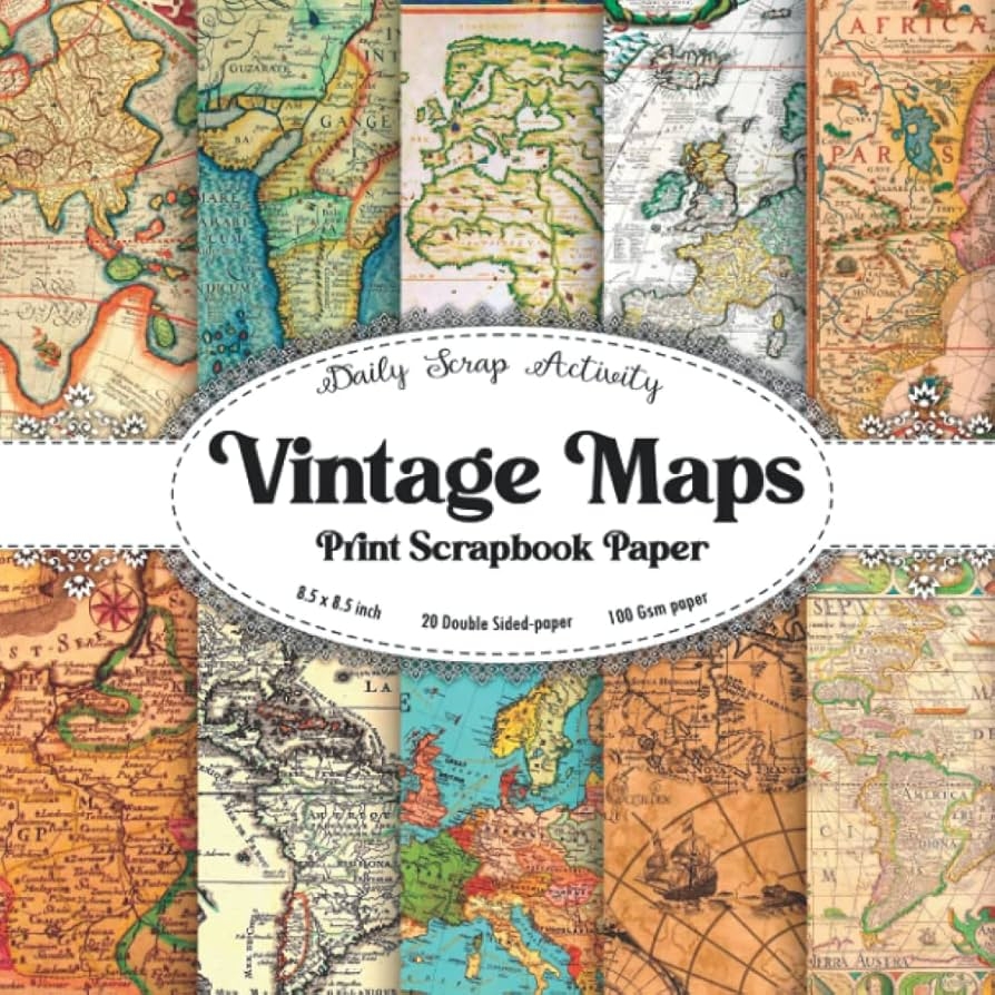 Vintage Maps Print Scrapbook Paper Antique World Map For Scrapbooking Double Sided Decorative Craft Paper Ephemera Junk Journal For Gift Wrapping Continents Cartography Usa Map Compass Scarp Activity Daily Amazon de 