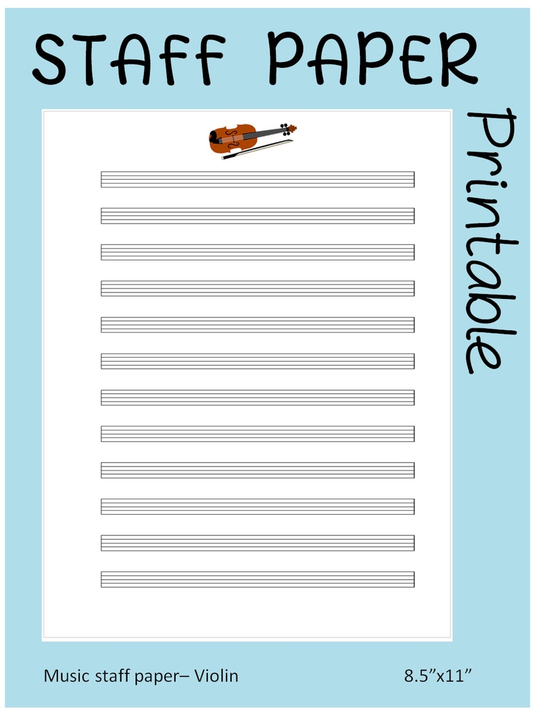 VIOLIN Printable Sheet Music Paper Instant Download Blank Staff Paper Blank Sheet Music Blank Music Paper Manuscript Paper PDF Etsy Australia