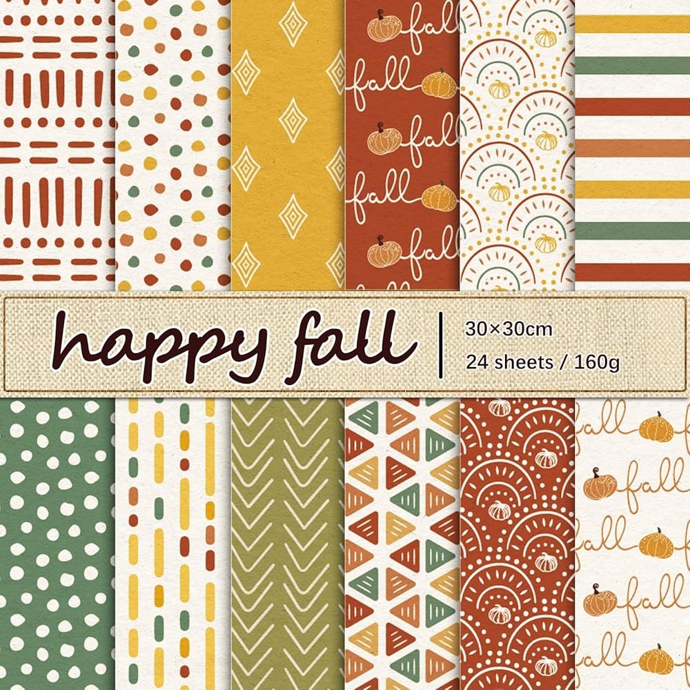 Whaline Pack Of 24 Autumn Boho Pattern Paper Autumn Theme Scrapbook Paper Double Sided Colourful Decorative Craft Paper For Holiday DIY Crafts Card Making Scrapbook Decoration 30 X 30 Cm Amazon de Home