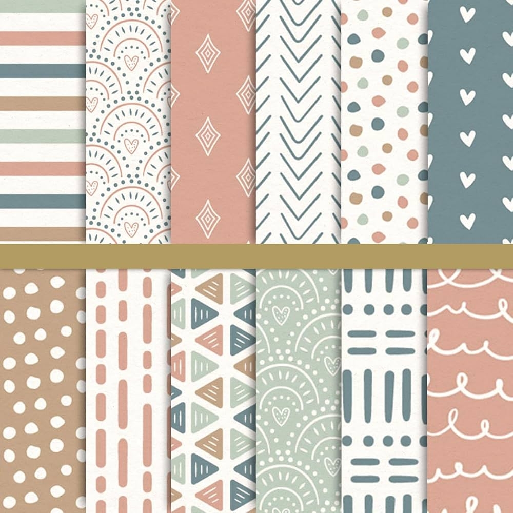 Whaline Pack Of 24 Boho Pattern Paper 12 Designs Folded Flat Scrapbook Paper Double Sided Colourful Decorative Craft Paper For DIY Arts Crafts Card Making Decoration 30 X 30 Cm Amazon de Home Kitchen