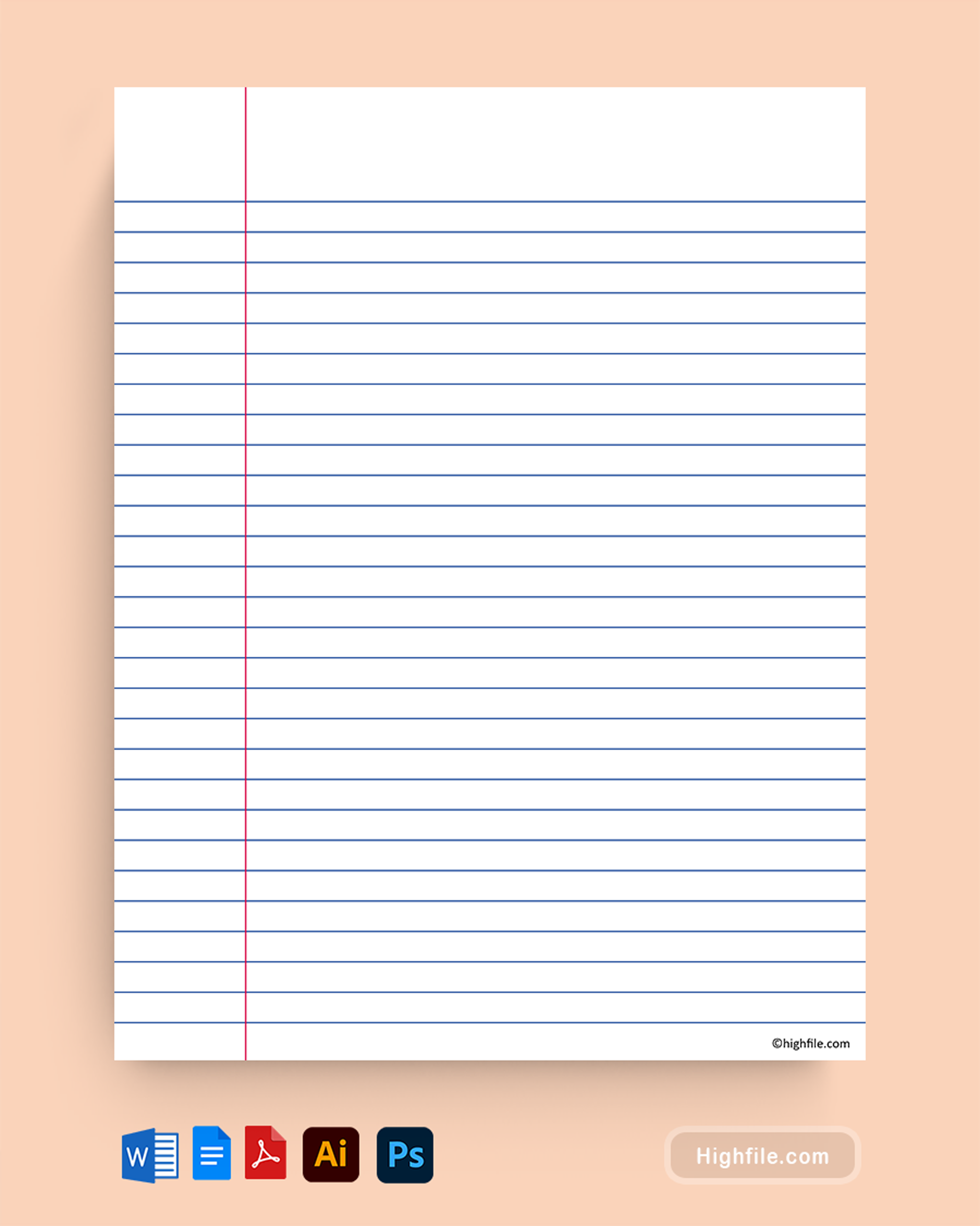 Wide Ruled Notebook Paper Word PDF Google Docs Adobe Illustrator Adobe Photoshop Highfile