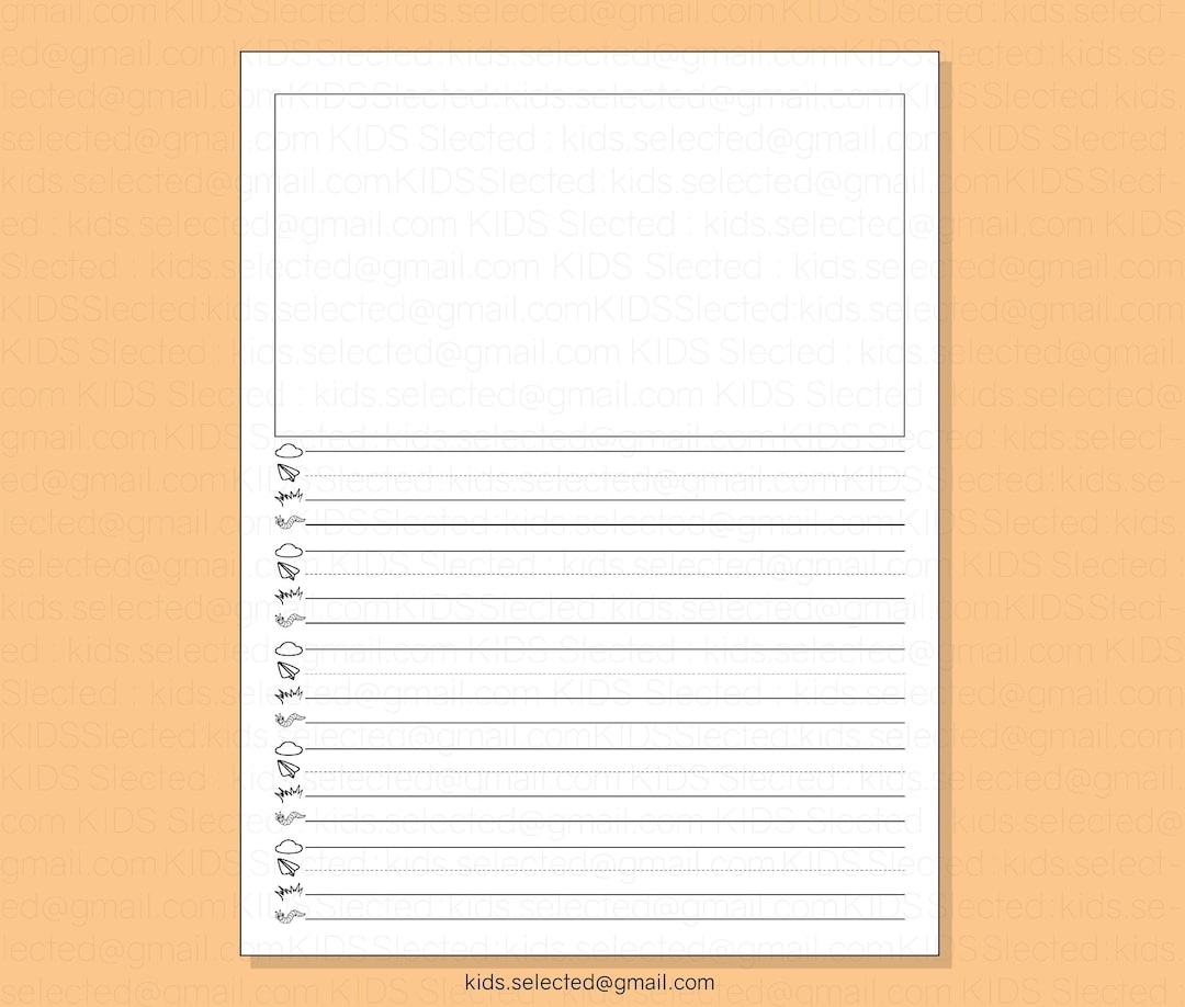 Writing Paper With Picture Drawing Space For Kindergarten Instant Download Printable Penmanship Handwriting Paper In For Kids Preschool Etsy