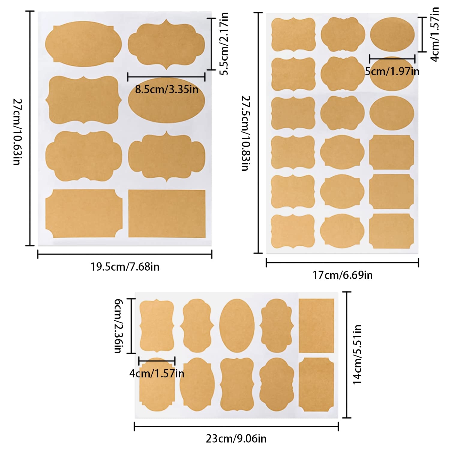 YXHZVON Kraft Labels Self Adhesive Kraft Paper Stickers DIY Blank Kraft Stickers Gift Tags For Preserving Jars And Gift Decoration 18 Sheets 204 Pieces Amazon de Stationery Office Supplies